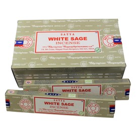 Houschefs Satya White Sage Incense Sticks 15 GMS (Pack of 12) Indian Perfumed Hand Rolled Agarbatti Perfect for Aroma Therapy, Relaxation, Church, Worship, Medication, Yoga (Green Certified)