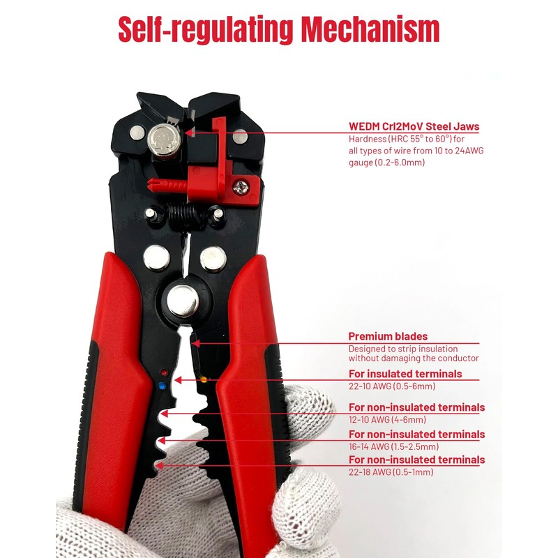 ULTRICS Automatic Wire Stripper, Self-Adjusting Professional Cable Stripper Tool, AWG