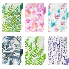 QYCX 12 Pcs Binder Dividers-6 Ring Loose A5 Binder Personal Planner Index Divider Organizer, Assorted Colors 6-Ring File Tabs Filing Tabs Flags for Pages Markers Tab Cards or Filofax Notebook/Travel Diary Journal/Planner (A5, Floral)