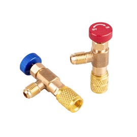 SIGANDG Safety Adaptor Flow Control Valve, Brass Flow Control Valve for Air Conditioning 1/4 - 5/16 Inch, Air Conditioning R410 R22 Adapter