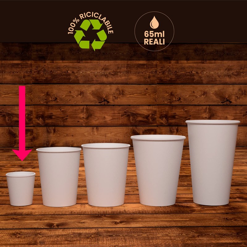 100 PubCUP Paper Cups for Coffee 65ml Eco Friendly Biodegradable