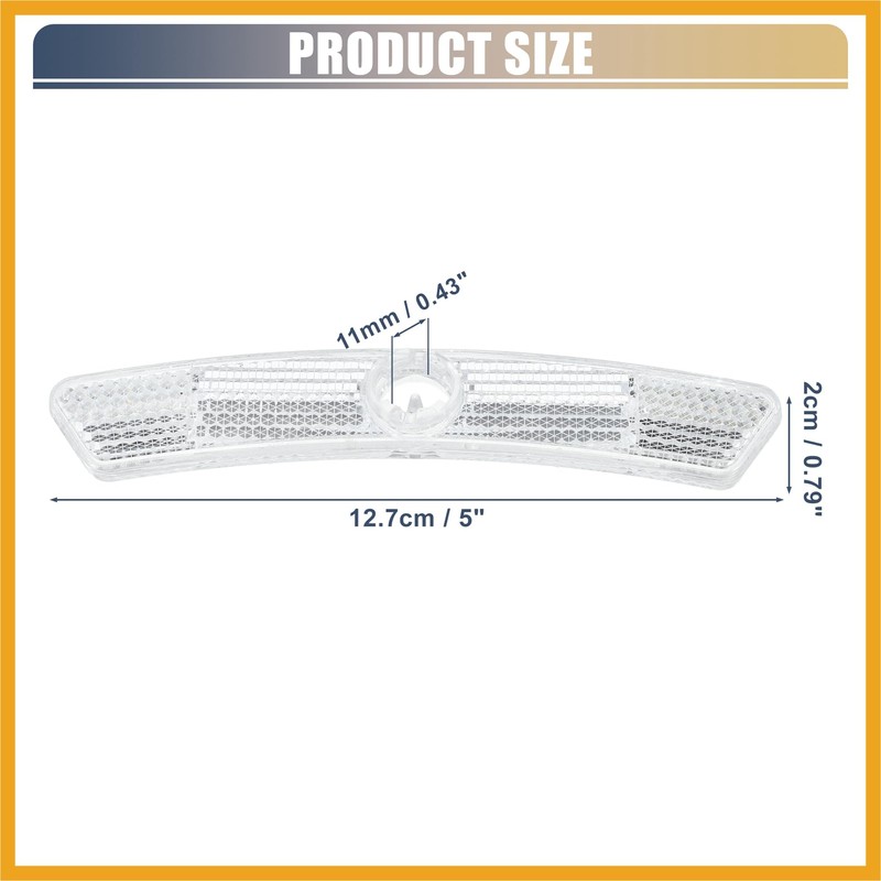 Partuto Bike Reflectors 5"x0.79"x0.47" Bike Warning Reflector White 1 Pair