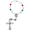 One Decade Italian (Green, White & Red) Auto Rosary made