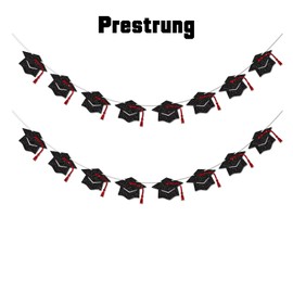 Vofrise Graduation Decorations Class of 2025 Red and Black Graduation Banner Glitter Pre-strung Graduation Cap Banner for 2025 Grad Decor Party Supplies