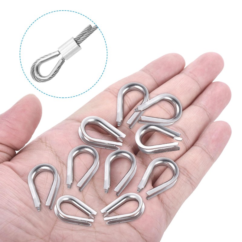 PATIKIL M3 50pcs Stainless Steel Thimble Wire Rope Thimble 3mm