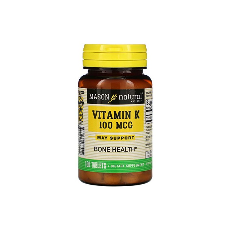 Mason Vitamins Vitamin K 100 mcg Tablets, 100-Count Bottles