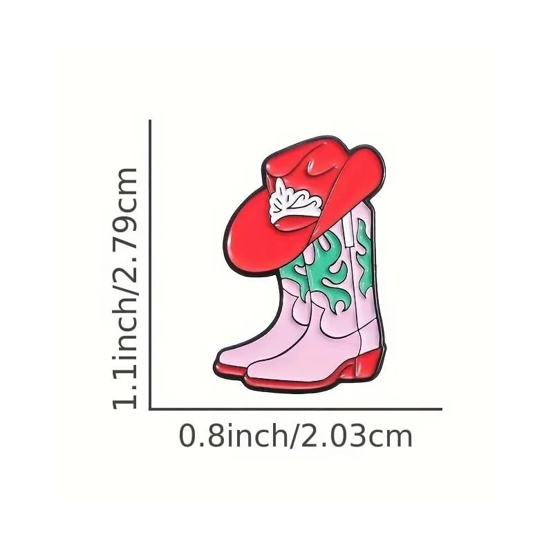 Pink Cowgirl Enamel Pin – Western Boot & Hat Brooch