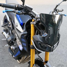 Lorababer 12" Motorcycle Windshield for Yamaha MT09 FZ09 2017 2018 2019 2020 Windscreen Front Screen Visor Wind Shield Deflector with Mounting Bracket, Dark Smoke