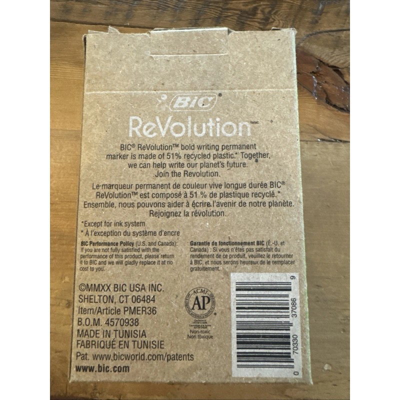 BIC Ecolutions Fine Permanent Markers, Recycled Plastic, Black, 36-Count Pack