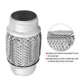 QANYEGN Stainless Steel SS Double Braid Flex Pipe, Exhaust Adaptor Piping, Durable Exhaust Flex Connector Pipes for Provide a Straight Pipe Connection