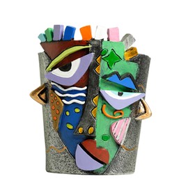 BJVF Picasso Abstract Face Planter Pots Colorful Funny Funky Plant Pots for Indoor Plant Unique Head Planter Modern Art Creative Home Decoration (Small)