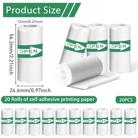 20PCS Mini Printer Paper,Thermal Sticker Paper,Self-adhesive,Mini Thermal Printer Paper,Mini Photo Printer Labels, For Photos, To-do Lists,Notes,Black On White,5.7 x 2.5cm