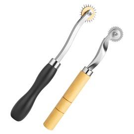 Tracing Wheel 2PCS Professional Stitch Marking Spacer 4mm and 2mm Leather Needle Point Tracing Wheels with Wooden Handle for Arts and Leather Crafts