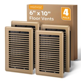 6x10 Floor Register, 4 Pack Brown Floor Vent Covers, Heavy Duty Steel Walkable Floor Vents, Easy Adjust Air Supply Lever, Vent Covers for Home Floor, Air Vent Covers