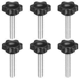 TA-VIGOR 6 Pcs Plum Hex Shaped Clamping Screw Knob, 32mm Dia M6 x 40mm Plastic Head Clamping Knob Handle Male Thread Thumb Screw