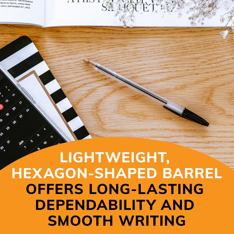 BIC Cristal Xtra Smooth Black Ballpoint Pens, Medium Point (1.0mm),