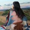 DUKUSEEK Camping Blanket with Aztec Pattern, Warm Stadium Blankets for