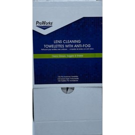 ProWorks 100CT Anti-Fog Anti-Static Pre-Moistened Lens Cleaning Towelettes Glasses Goggle