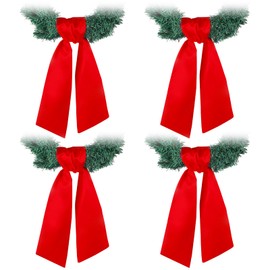 VitalCozy 4 Pcs Wreath Sash for Front Door Blank Wreath Sash Accessories Embroidery Plain Blanks for Embroidery Monogram Party Farmhouse Indoor Outdoor Wedding Decor, 4.49'' x 56.3'' (Red)