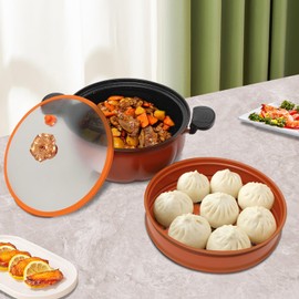 WUSILILU 8L Micro Pressure Cooker with Steamer, Pumpkin Shaped Pressure Cooking Pot for Various Stoves, Micro Pressure Cooking Pot for Home Kitchens, Dormitories, Flats (Orange)