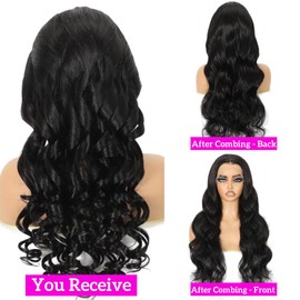 Sarahabeluve Body Wave Lace Front Wigs Human Hair Pre Plucked Pre Curled Wear and Go 250% Density 13x4 HD Lace Front Wigs for Black Women 100% Human Hair 26 Inch Natural Black