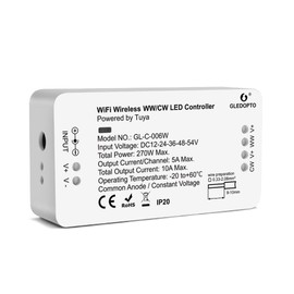GLEDOPTO WiFi Controller LED Strip WW/CW DC12-24-54V Light Strip Controller Voice Control via App with Tuay Smart Life Alexa Google Home Assistant without Additional Hub