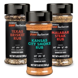 Steven Raichlen's NEW Planet Barbecue Gourmet Steak Rub Seasonings Gift Set - Set of 3 BBQ Spices for Grilling & Smoking Meat - American Influenced Rub Flavors - Great Gift For Grill/BBQ Lovers