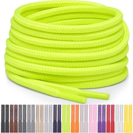 Miscly Round Tear-Resistant Shoelaces for Sports Shoes, Trainers and Boots, Diameter 4 mm, Neon Green/Yellow