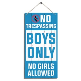Rustic Wood Signs, No Trespassing Sign, Boys Only No Girls Allowed Sign, Decorative Wood Hanging Wood Plaque, Boy Bedroom Door Sign, Nursery Decor Art, Kids Room Decoration