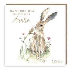 Tracks Wonderful AUNTIE Birthday Love Country Foil Fleck Greeting Card, 159cm x 159cm / 6.25 x 6.25 Inches