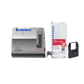 Pyramid Time Systems 3500ss Employment Time Clock & Document Stamp, Unlimited Employees, 5-1/2"H x 6-1/2"W x 6-1/2"D, Gr