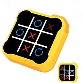 Tic Tac Toe, 4 in 1 Handheld Educational Game Machine, Electronic Tic Tac Toe Game for Education and Memory Growth, Home, Toy Board Game for Kids and Adults (Yellow)