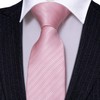 Ailisus Wedding Pink Tie Set Mens 6PCS Solid Stripe Silk