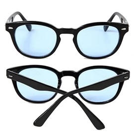 Frame Color Lens Johnny Depp Sunglasses, Clear Lenses, Trend, Sports, Brand, Driving, UV Protection, Date Glasses, Men's, Women's, light blue/black