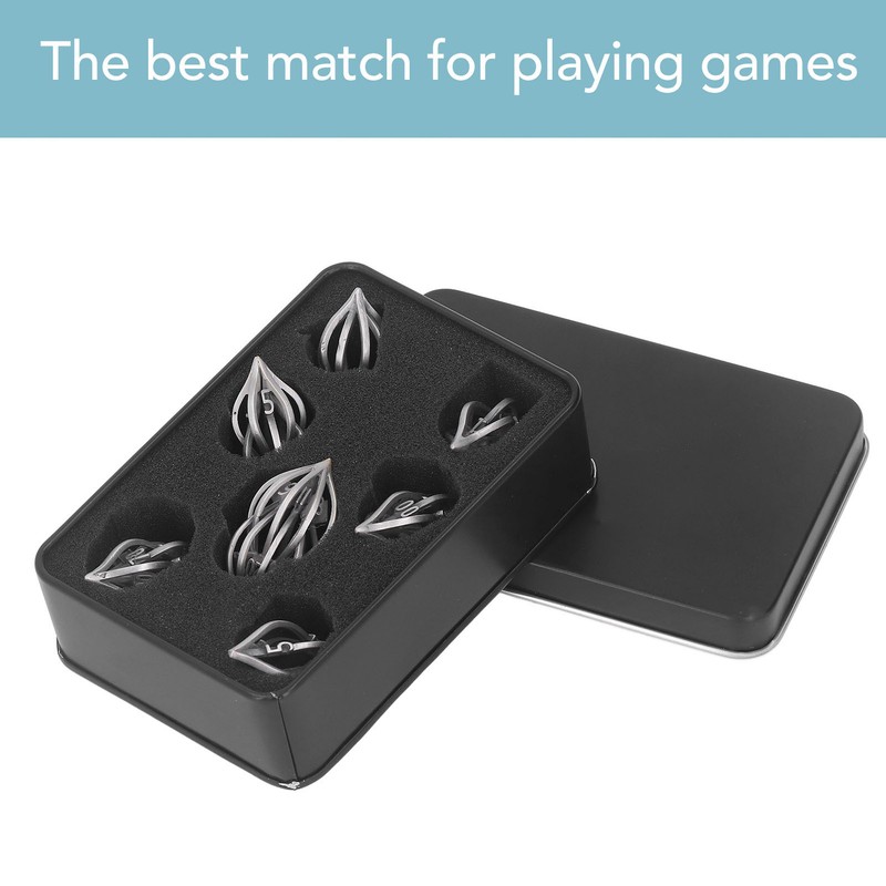 7pcs Hollow Metal Dice Set Retro Exquisite Polyhedral Dice Role