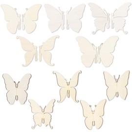10pcs DIY 3D Butterfly Spring Wood Crafts to Paint,DIY Paintable Unfinished Wooden Slices for Craft Cutouts Ornaments for Painting Spring Decorations (Butterfly)