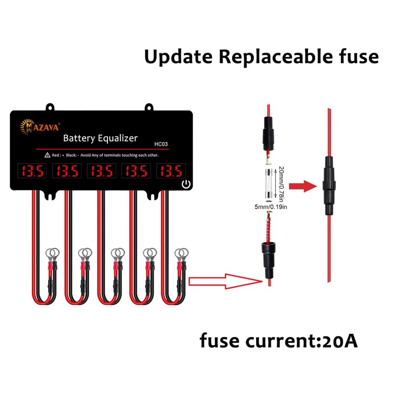 MAZAVA HC03 Battery Equalizer for 12/24/36/48V/60V Batteries Voltage Balancer 5S
