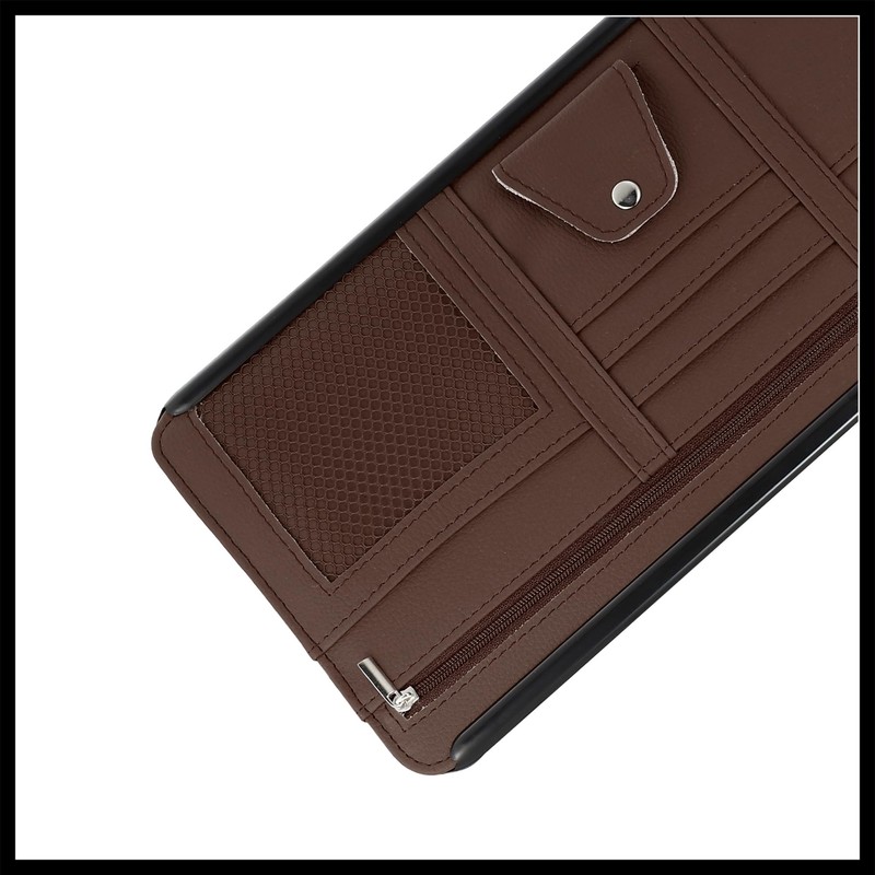 Hihaha PU Leather Car Sun Visor Organizer Glasses Holder Auto