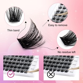 FADLASH Lash Clusters DIY Eyelash Clusters Natural Waterproof 0.07 D Curl Individual Lashes Comfortable and Lightweight Cluster Lashes Application at Home 8-16mm Mixed (F32-0.07D, 8-16mm)