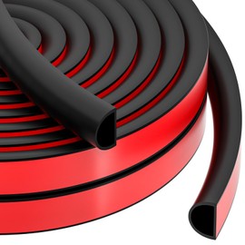 23FT Weather Stripping Door Seal, Self Adhesive Door Weather Stripping, Silicone Door Seal Strip for Door Frame, D-Shaped Door Insulation Strip, for Door & Window (Black, 9/16"(W)×15/32"（T)×23ft(L)