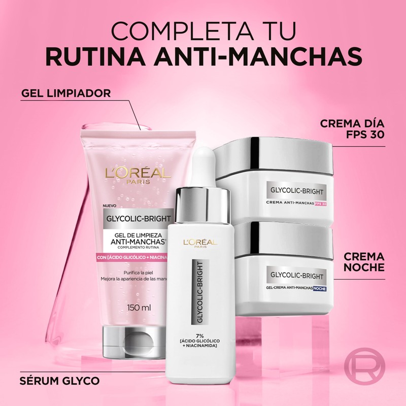 L'Oréal Paris Sérum Anti-manchas Glycolic Bright con Ácido Glicólico y
