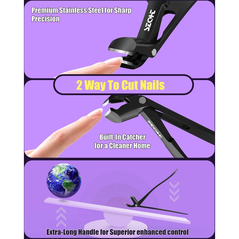 2025 Upgrade Angled Head Nail Clippers for Men, SZQHT Toenail