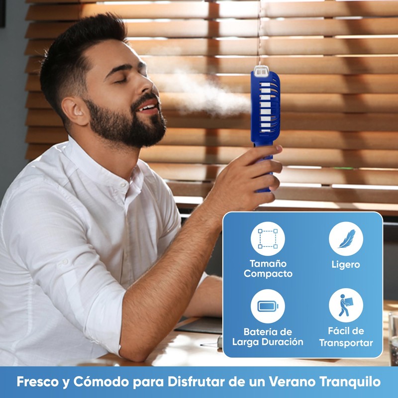 DAMUROS Mini ventilatore portatile con nebulizzatore d'acqua, 6 velocità, display
