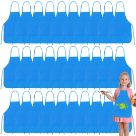 PLULON 30 Pcs Kids Apron Painting Aprons for Kids, Kids Aprons for Painting Blue Aprons Art Apron Smocks Bulk for Art Painting Activity Craft Home Kitchen Classroom Party Supplies