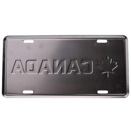 Pickwicks Canada License Plate - Metal Stamped Canadian Maple Leaf Flag Car Tag Sign, White