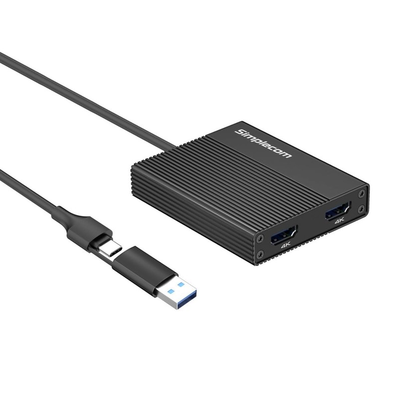 Simplecom DA369 USB 3.0 or USB-C to Dual 4K HDMI