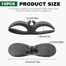 HAIJSEVR Cord Organizer for Appliances, 10Pcs Charger Clips for Kitchen Adhesive Cord Holder Wire Wrapper for Blender Coffee Maker Air Fryer Toaster (Black)