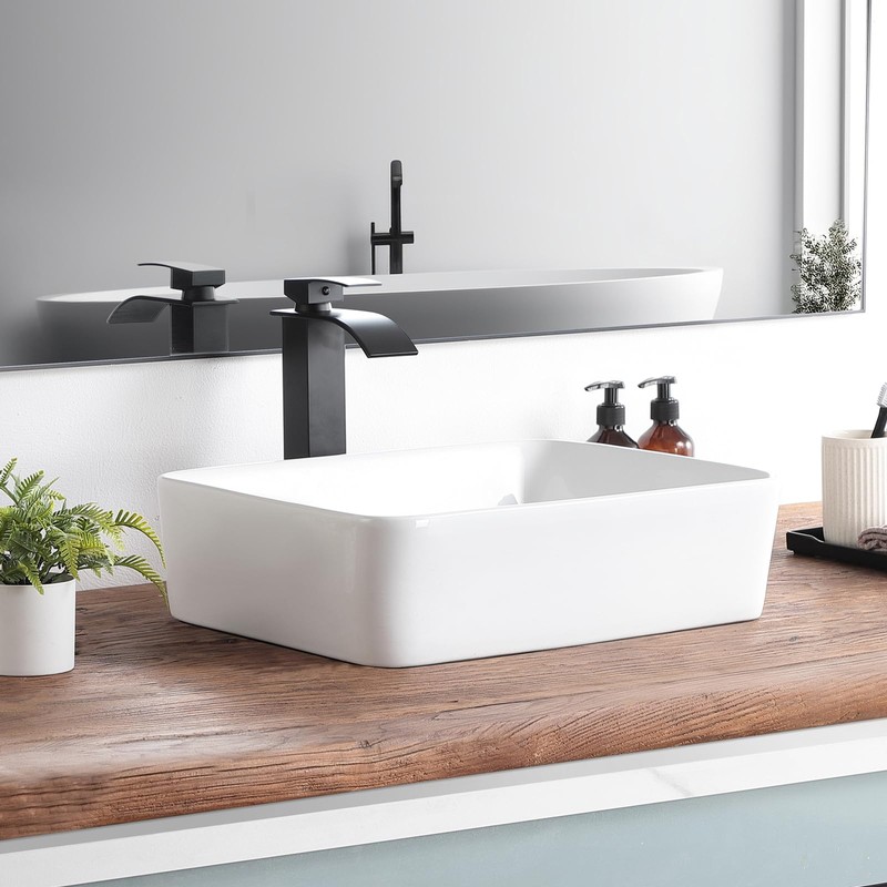 Bathroom Vessel Sink Rectangle-KARAMAG 19x15 Inch Bathroom Sink Countertop Rectangular