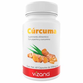 VIZANA NUTRITION  Crcuma Natural en Cpsulas HPMC Vegetarianas, adicionada con Curcumina y piperina (60 Caps - 500mg)                                  