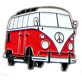 GBJUK Red and White Campervan Enamel Pin Lapel Badge with Butterfly Clasp Back